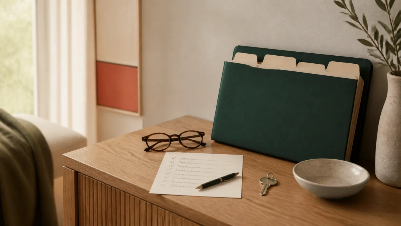 Unterlagen und Versicherungsordner auf einem Tisch – Symbolbild für die Absicherung zuhause
